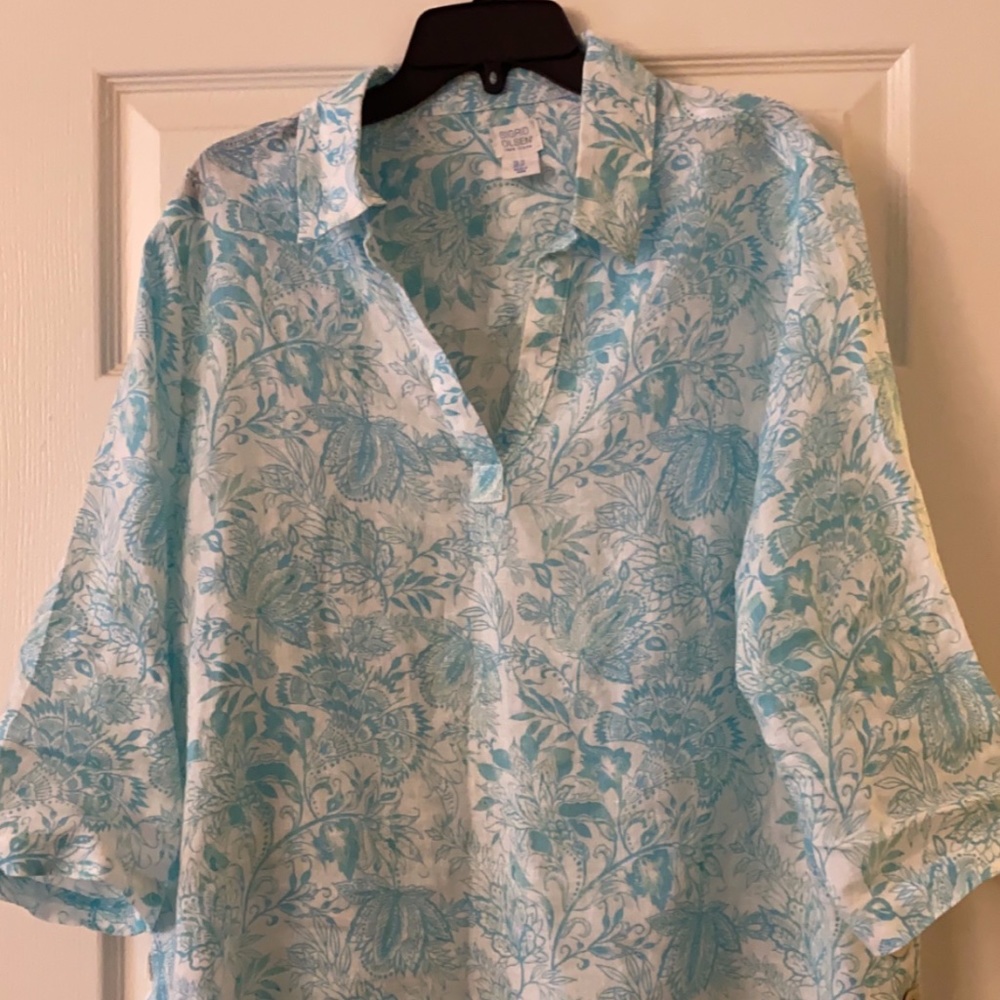 Sigrid Olsen Flowery Print linen Shirt